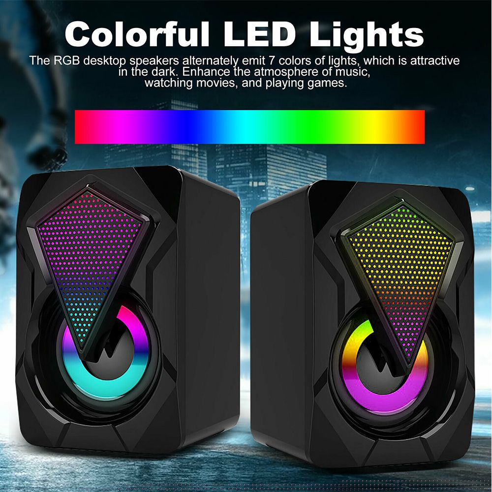 Portable Mini RGB LED Mini USB Wired Computer Speakers Surround Sound BStereo Subwoofer For PC Laptop Desktop Audio MP4