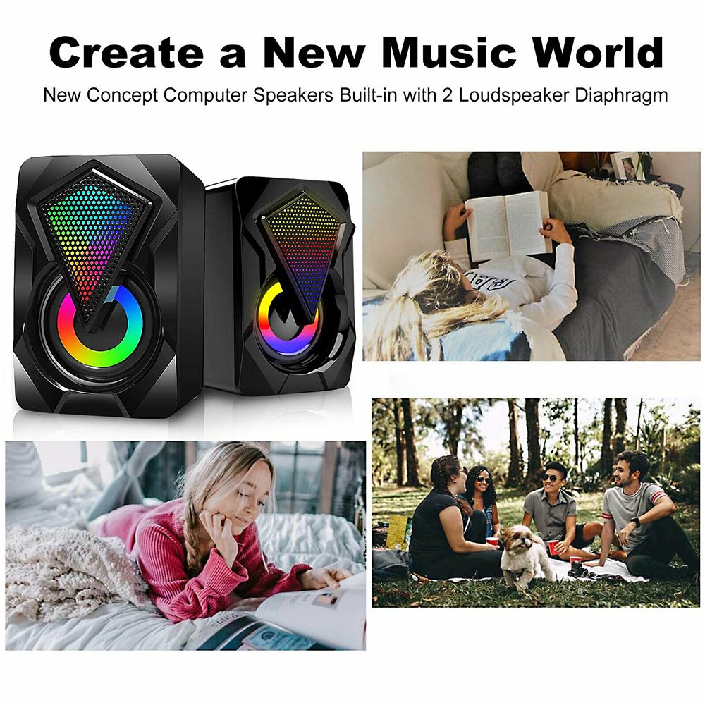 Portable Mini RGB LED Mini USB Wired Computer Speakers Surround Sound BStereo Subwoofer For PC Laptop Desktop Audio MP4