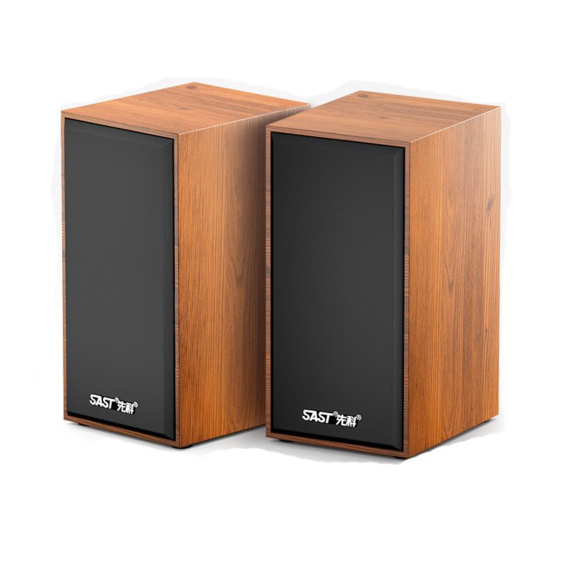 Portable Home TV Speakers Small Wood Computer Wired Speakers USB High Quality Mini Small Multimedia Wooden Rectangle Subwoofer
