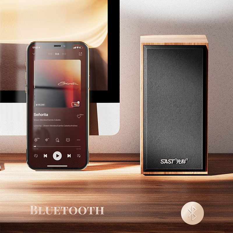 Portable Home TV Speakers Small Wood Computer Wired Speakers USB High Quality Mini Small Multimedia Wooden Rectangle Subwoofer