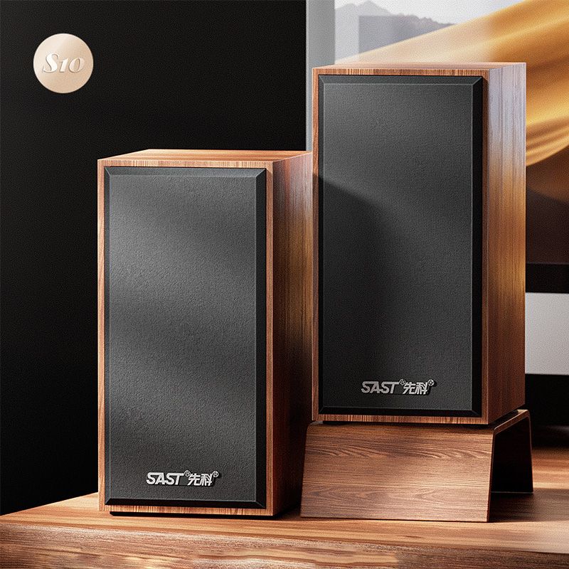 Portable Home TV Speakers Small Wood Computer Wired Speakers USB High Quality Mini Small Multimedia Wooden Rectangle Subwoofer