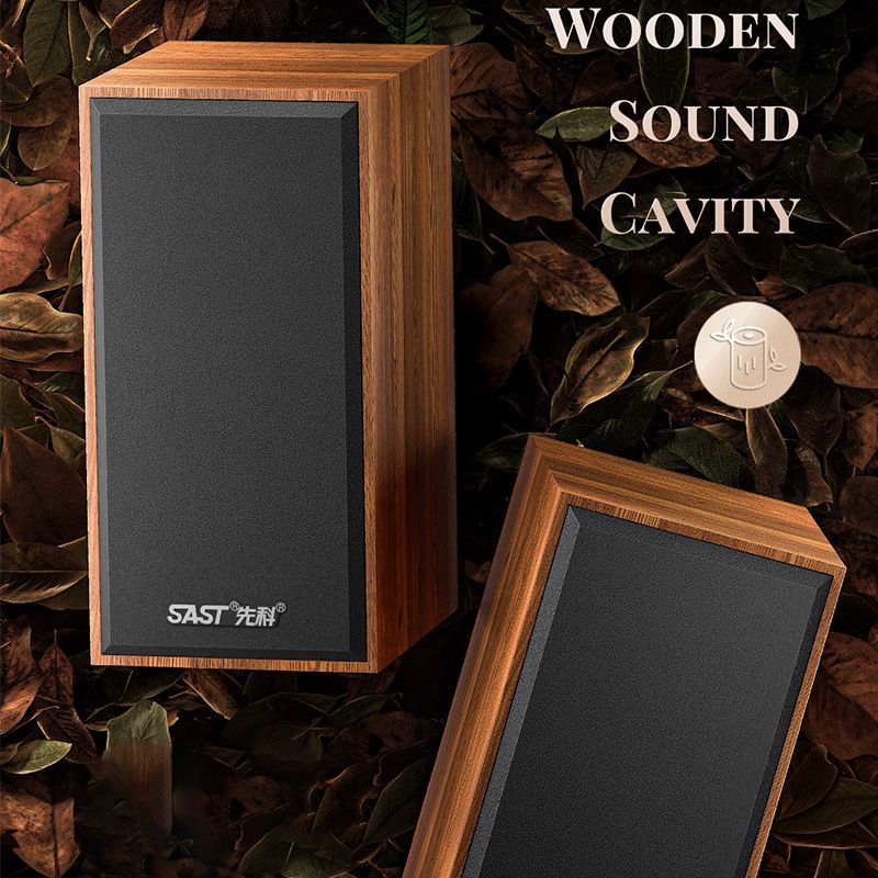 Portable Home TV Speakers Small Wood Computer Wired Speakers USB High Quality Mini Small Multimedia Wooden Rectangle Subwoofer