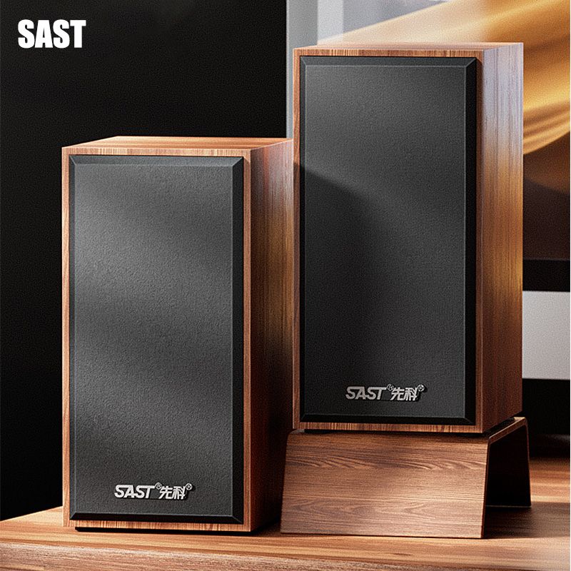Portable Home TV Speakers Small Wood Computer Wired Speakers USB High Quality Mini Small Multimedia Wooden Rectangle Subwoofer
