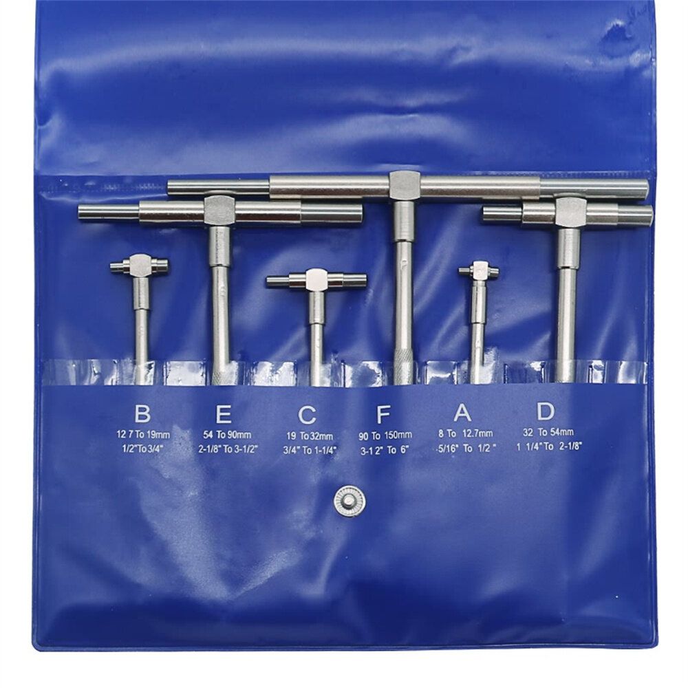 6PCS Telescopic Precision Gauge Set 8-150 Mm Internal T Bore