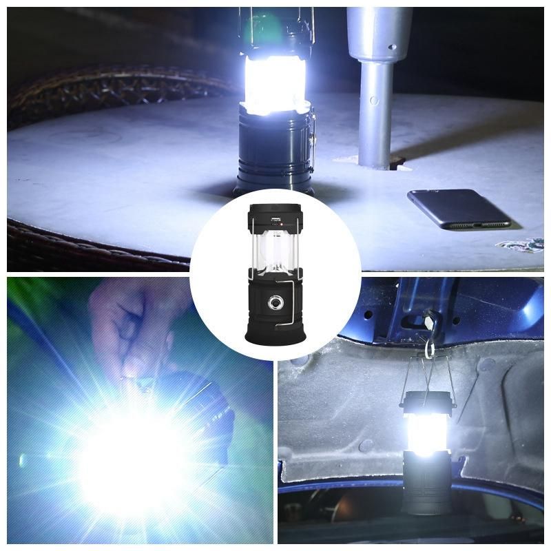 Portable Solar LED Camping Light Outdoor Tent Light USB Rechargeable Emergency Lamp Search Light,blue