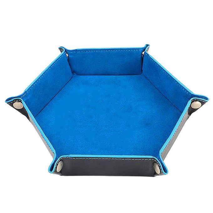 Dice Tray Foldable Leather Storage Box Desktop Storage Holder Blue