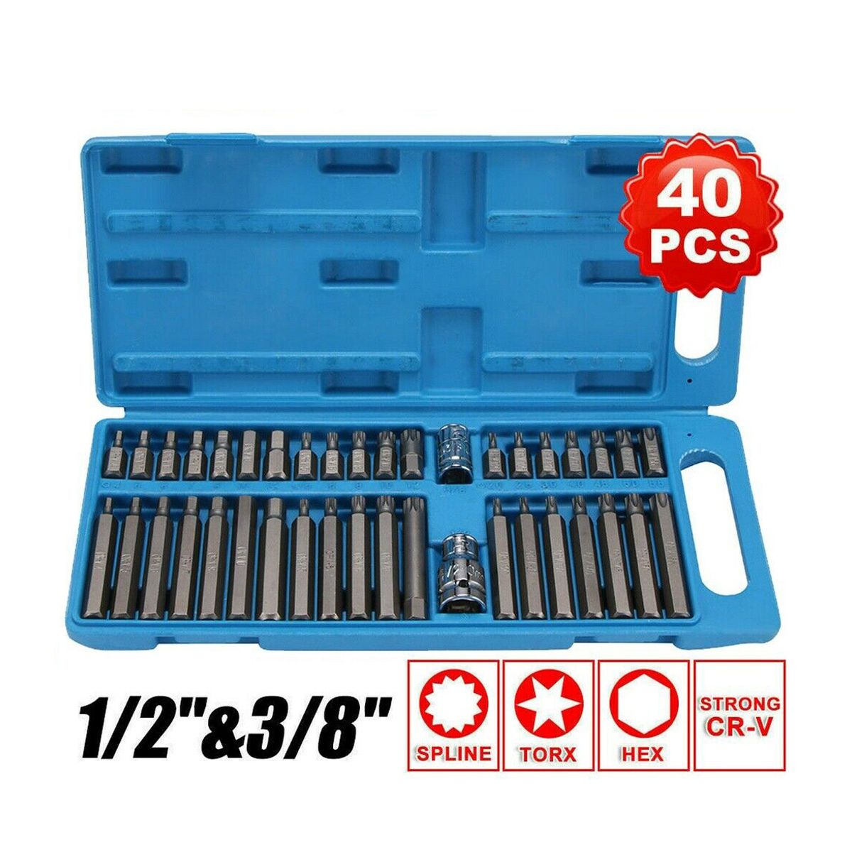 40 In 1 Spline  Hex  Torx Star Bit Socket Set 3/8