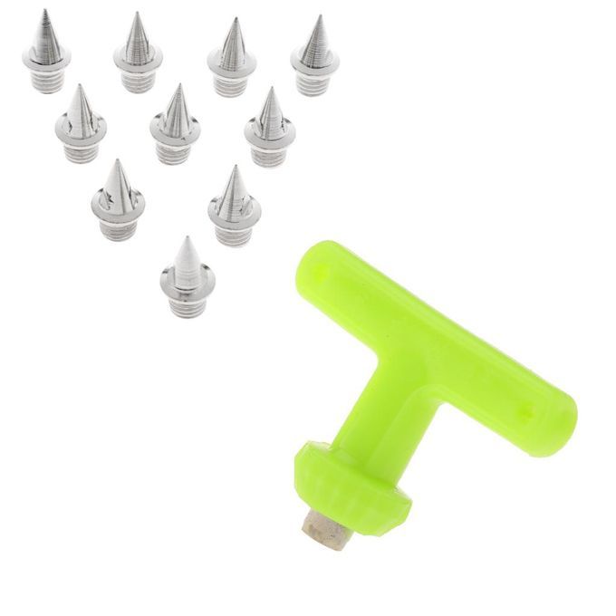 10pcs Heavy Duty Track And Filed Pyramid Spikes Replacment + T Handle