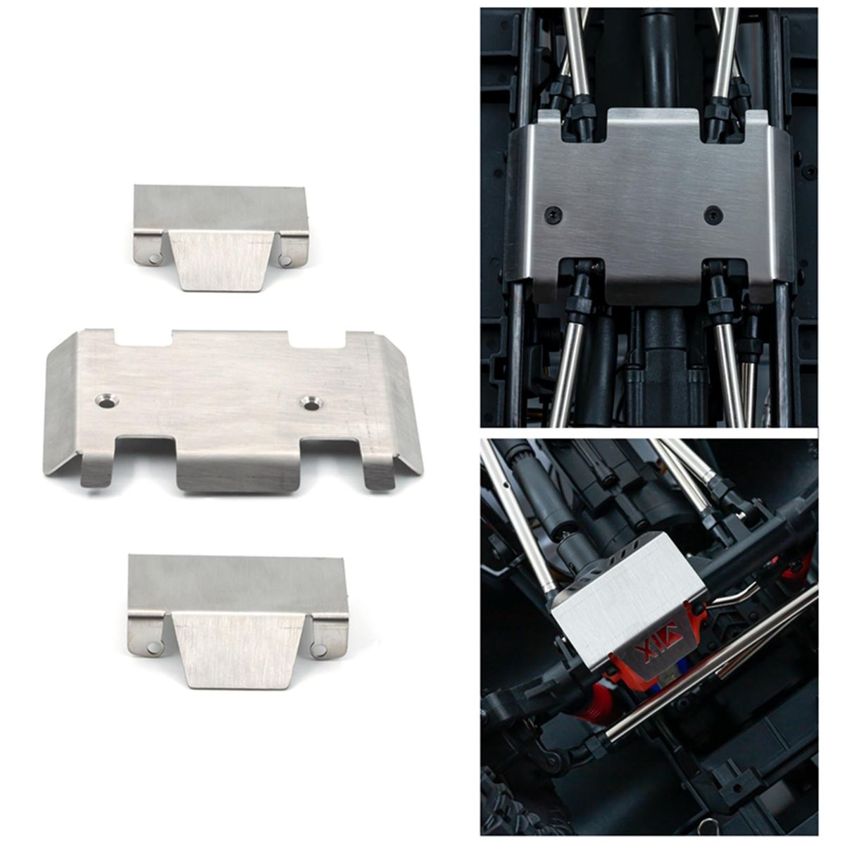 Stainless Steel Skid Protection Plate Chassis Armor Replacements for 1/10 RGT EX86190 LC76 RC Car