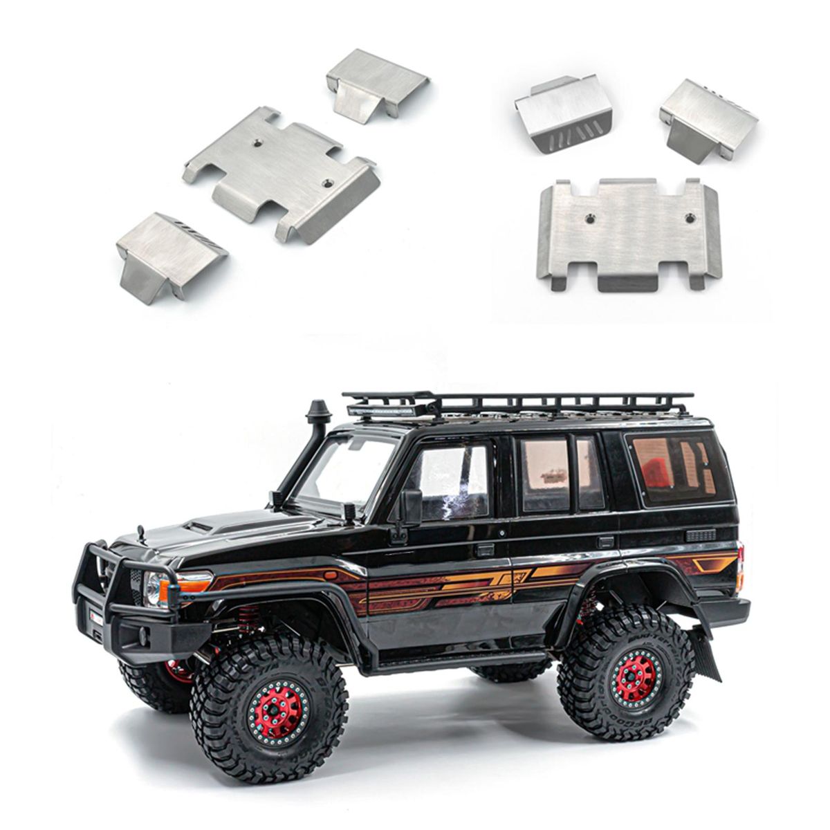 Stainless Steel Skid Protection Plate Chassis Armor Replacements for 1/10 RGT EX86190 LC76 RC Car