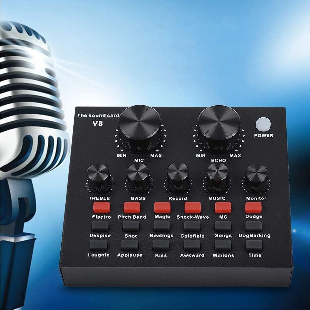 V8 USB Audio Sound Card Live Broadcast Karaoke Voice Changer