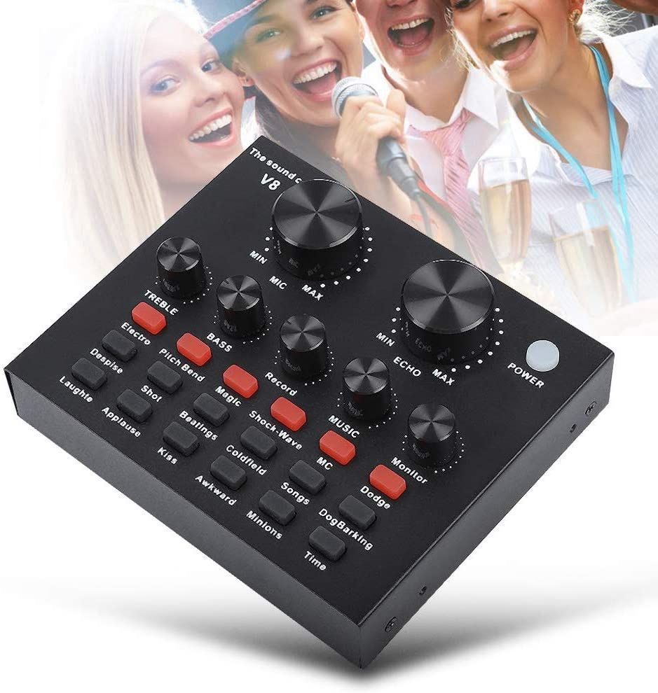 V8 USB Audio Sound Card Live Broadcast Karaoke Voice Changer