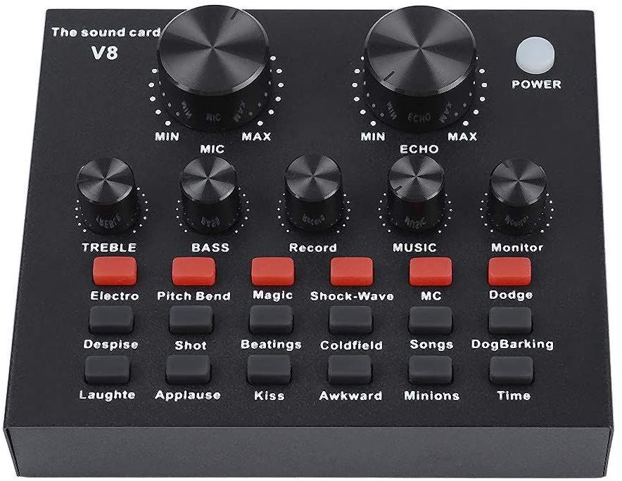 V8 USB Audio Sound Card Live Broadcast Karaoke Voice Changer
