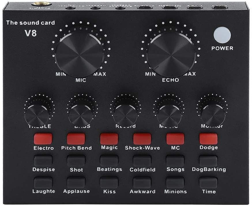 V8 USB Audio Sound Card Live Broadcast Karaoke Voice Changer