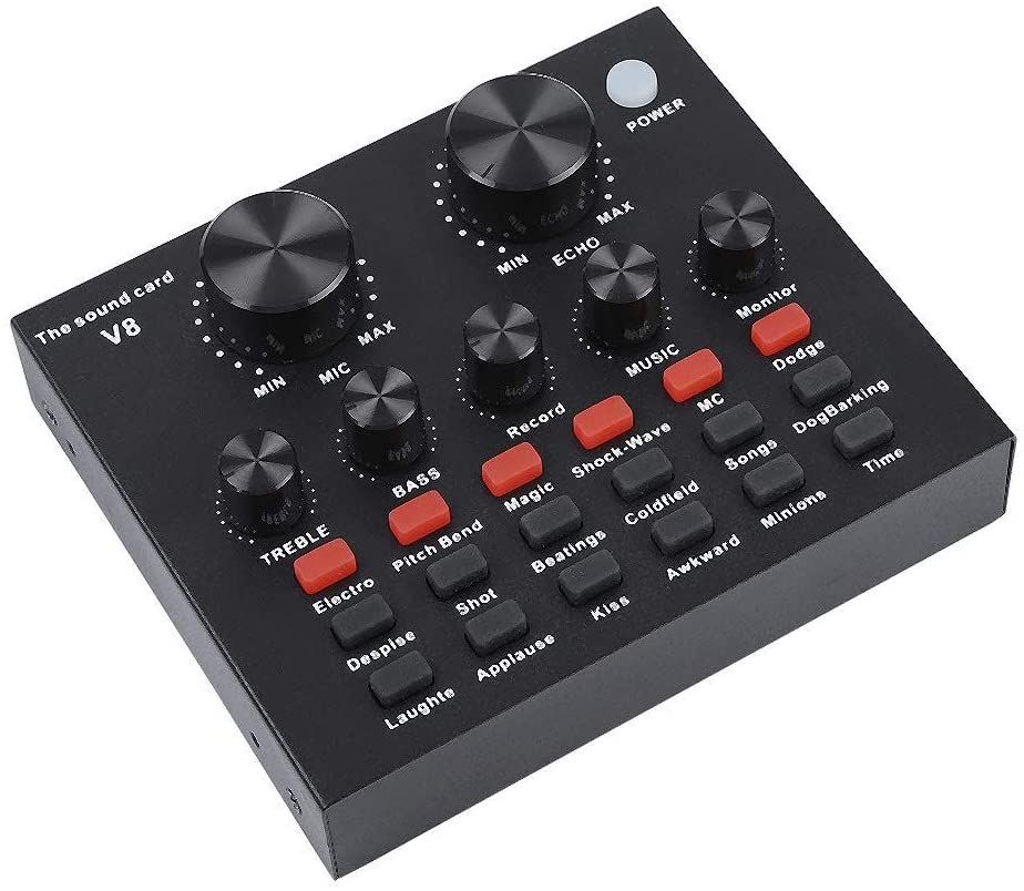 V8 USB Audio Sound Card Live Broadcast Karaoke Voice Changer