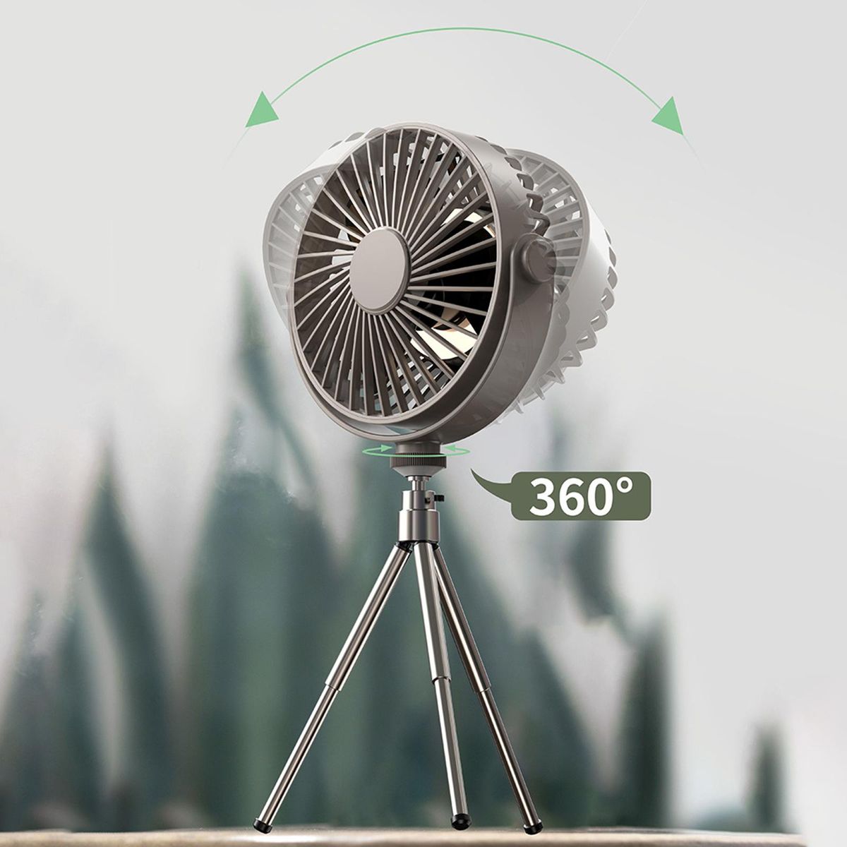 Camping Lantern With Fan Multifunctional Remote Control USB Grey