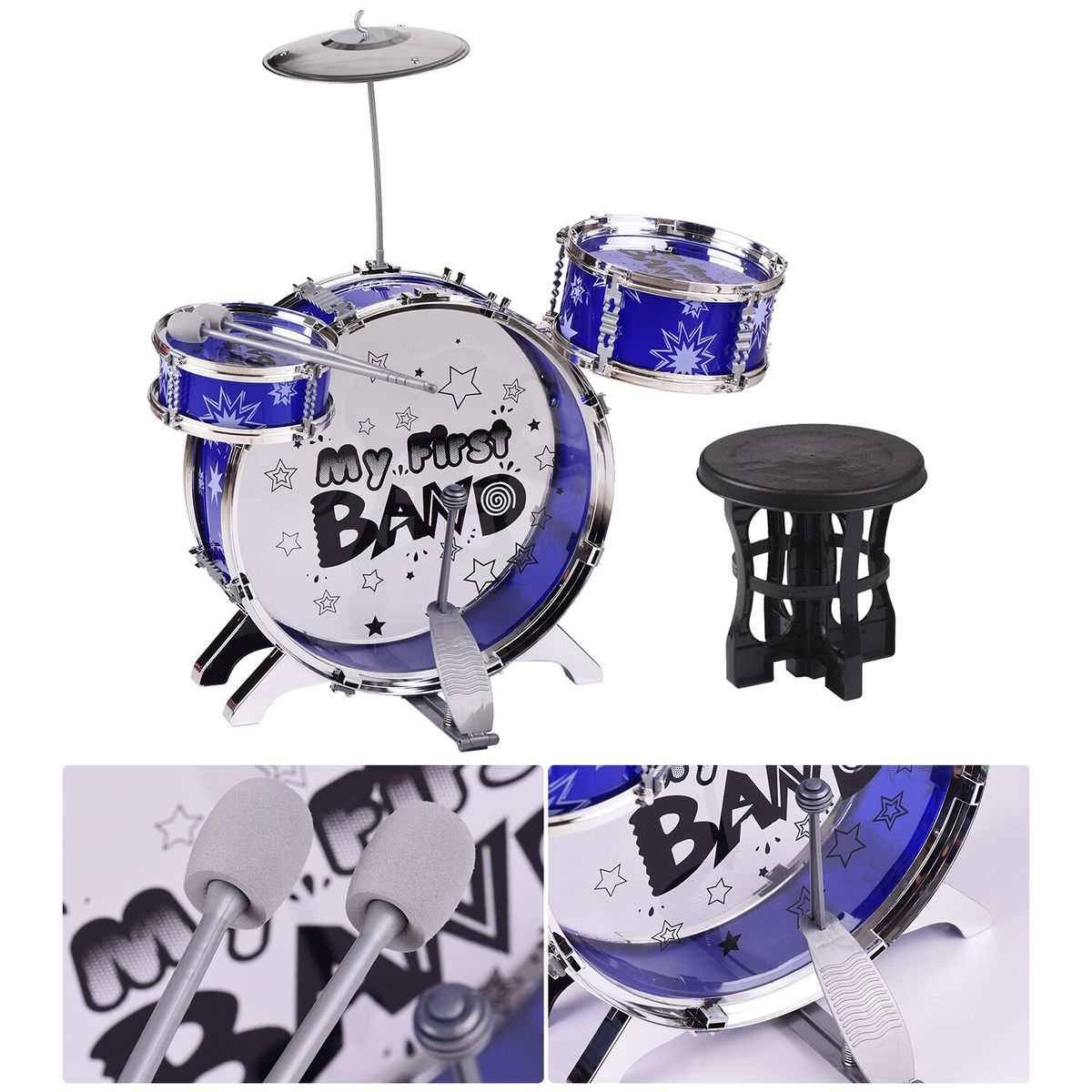 Children Kids Desktop Drum Set 3 Pieces Drums Musical Instrument Toy With Small Cymbal Drum Sticks