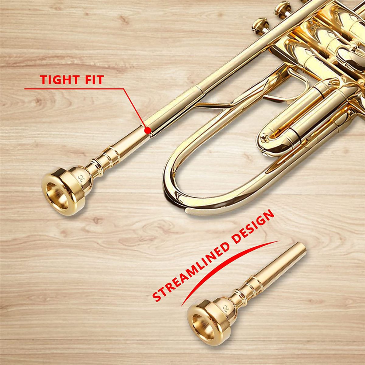 3PCS Trumpet Mounthpiece Set(3C 5C 7C) Gold Plated for