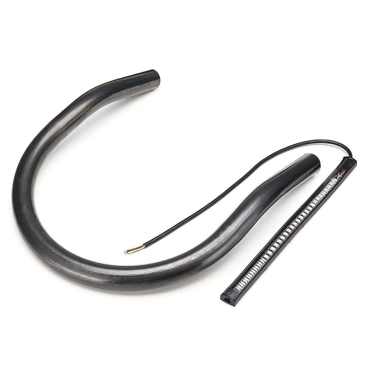 210mm Cafe Racer Rear Seat Frame Hoop Loop LED Brake Turn Singal Light Steel [Flat] Curved Tail