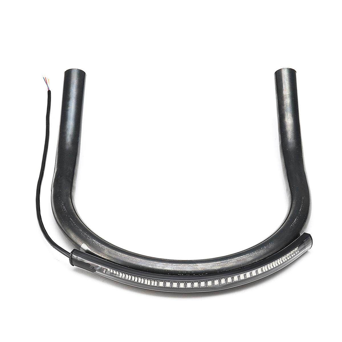 210mm Cafe Racer Rear Seat Frame Hoop Loop LED Brake Turn Singal Light Steel [Flat] Curved Tail