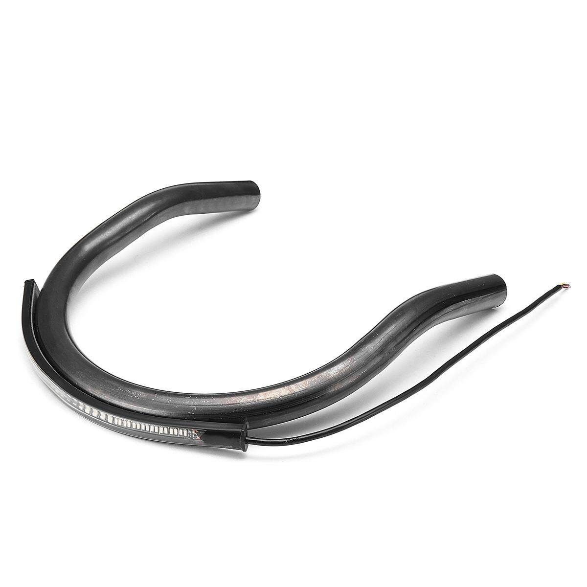 210mm Cafe Racer Rear Seat Frame Hoop Loop LED Brake Turn Singal Light Steel [Flat] Curved Tail