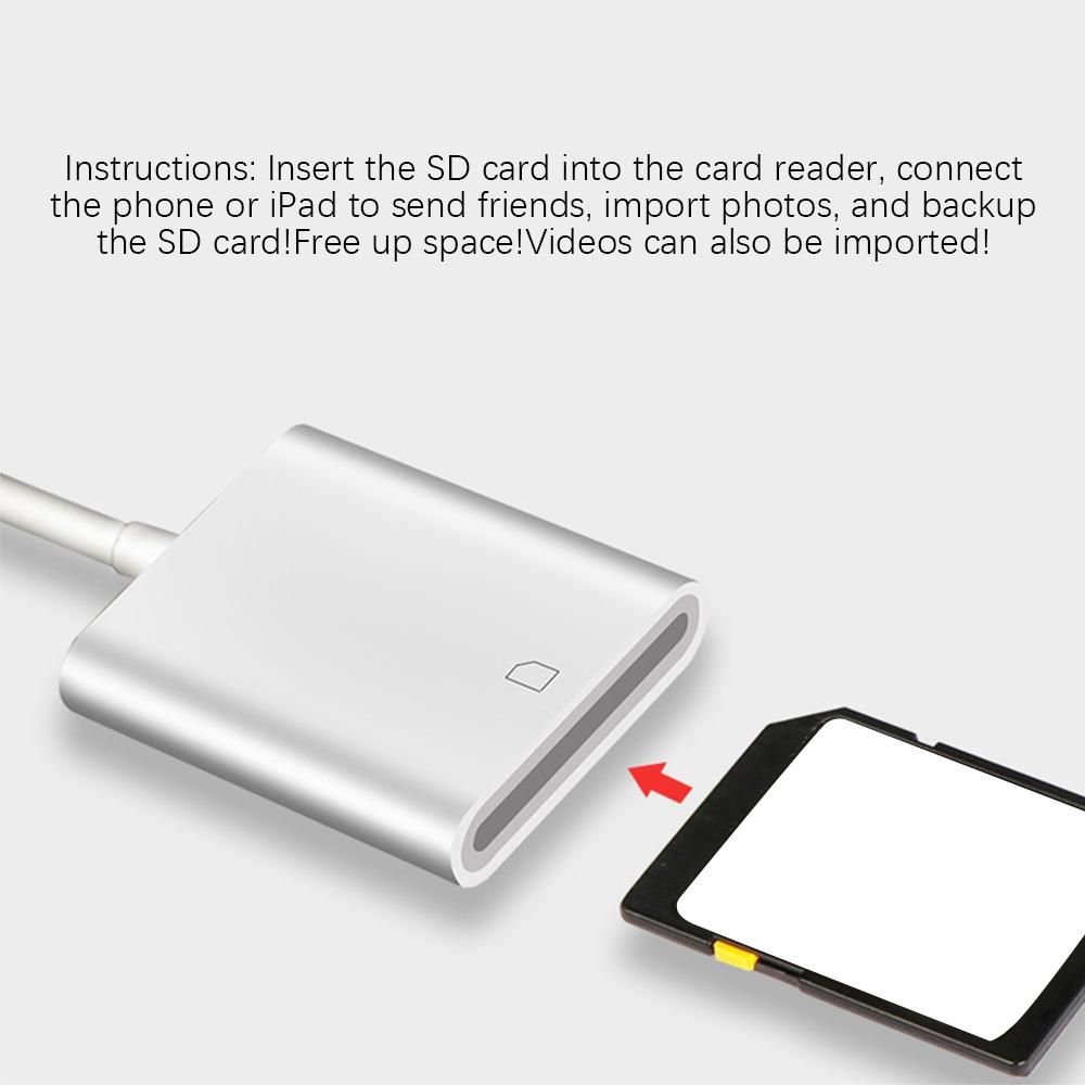 SD Card Reader & Micro-SD to 8-Pin Cable Adapter for iPhone X 8 7 6 6S Plus iPad