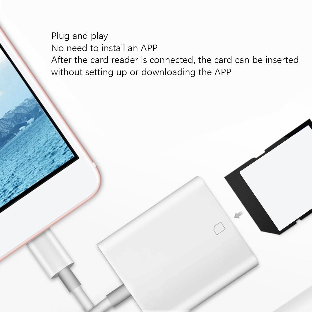 SD Card Reader & Micro-SD to 8-Pin Cable Adapter for iPhone X 8 7 6 6S Plus iPad