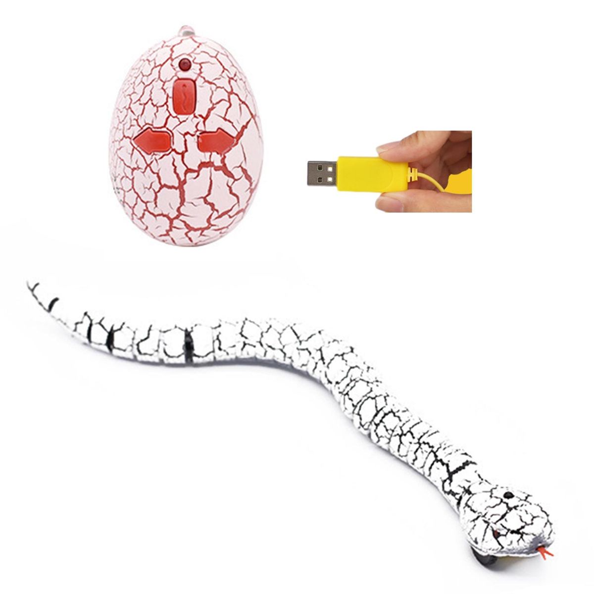 Remote Control Snake Toy Realistic Infrared Remote for Halloween White