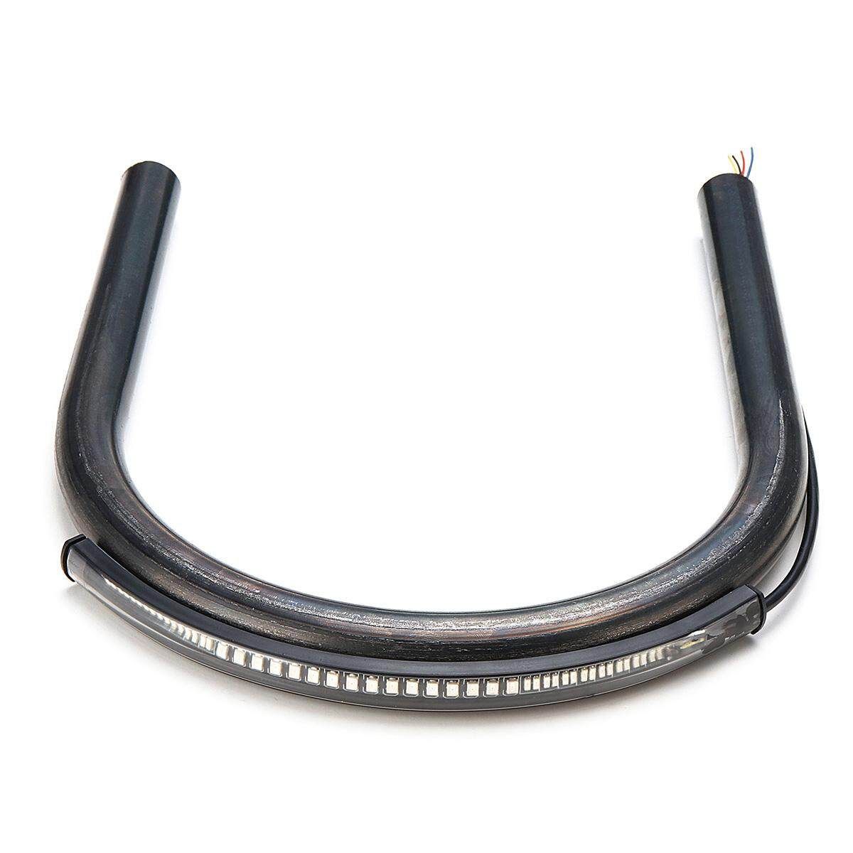 210mm Cafe Racer Rear Seat Frame Hoop Loop LED Brake Turn Singal Light Steel [Flat] Flattail