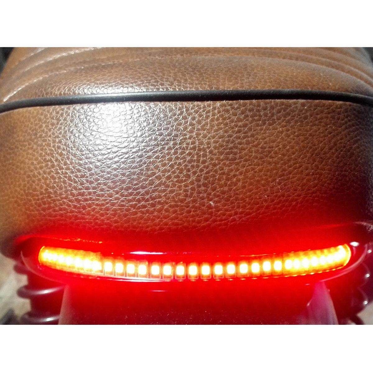 210mm Cafe Racer Rear Seat Frame Hoop Loop LED Brake Turn Singal Light Steel [Flat] Flattail