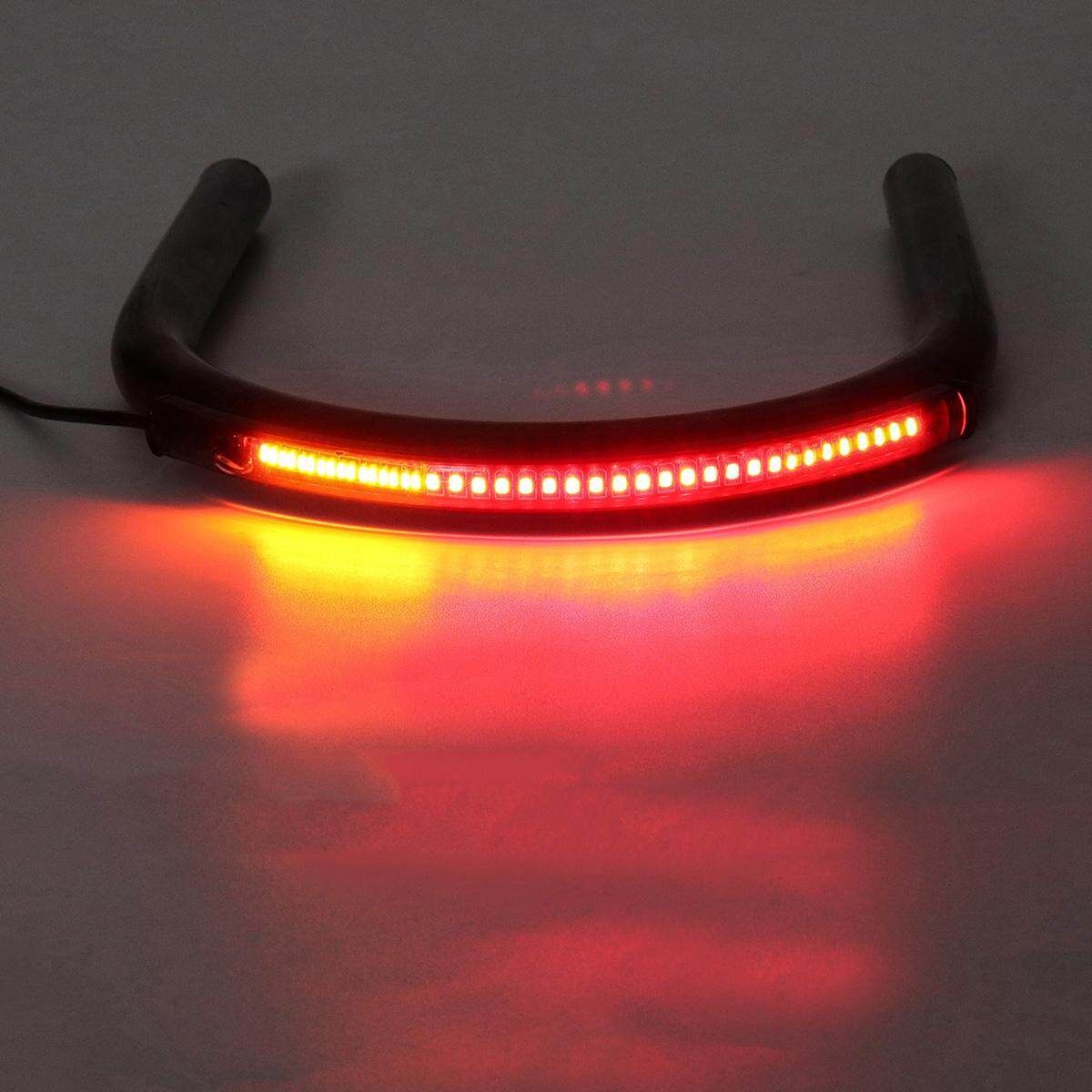 210mm Cafe Racer Rear Seat Frame Hoop Loop LED Brake Turn Singal Light Steel [Flat] Flattail