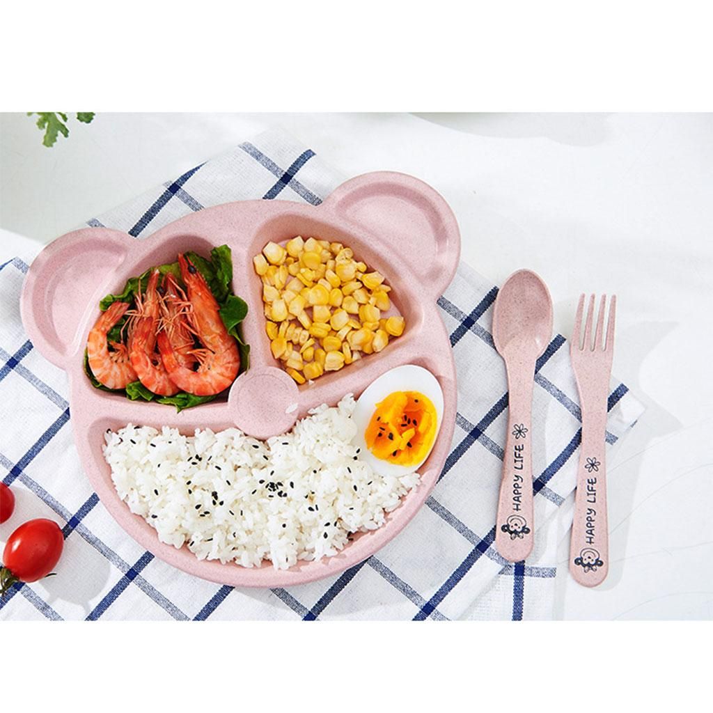 Divided Plates Set 3-Compartment Baby Dishes Tableware For