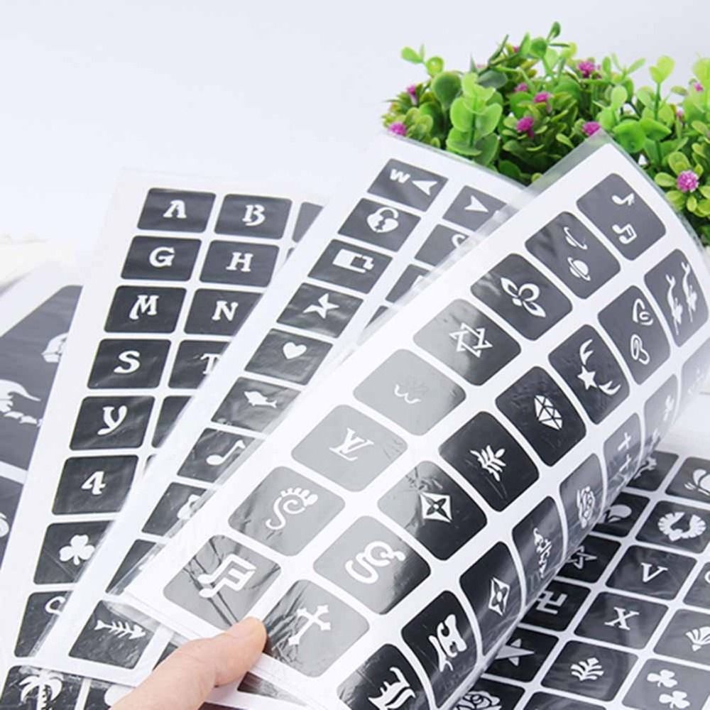Book Template Painting 1 Card Permanent For Album Cream Semi Tattoo Art Airbrush 635 Paterns Stencils Makeup Body Tattoo Cone