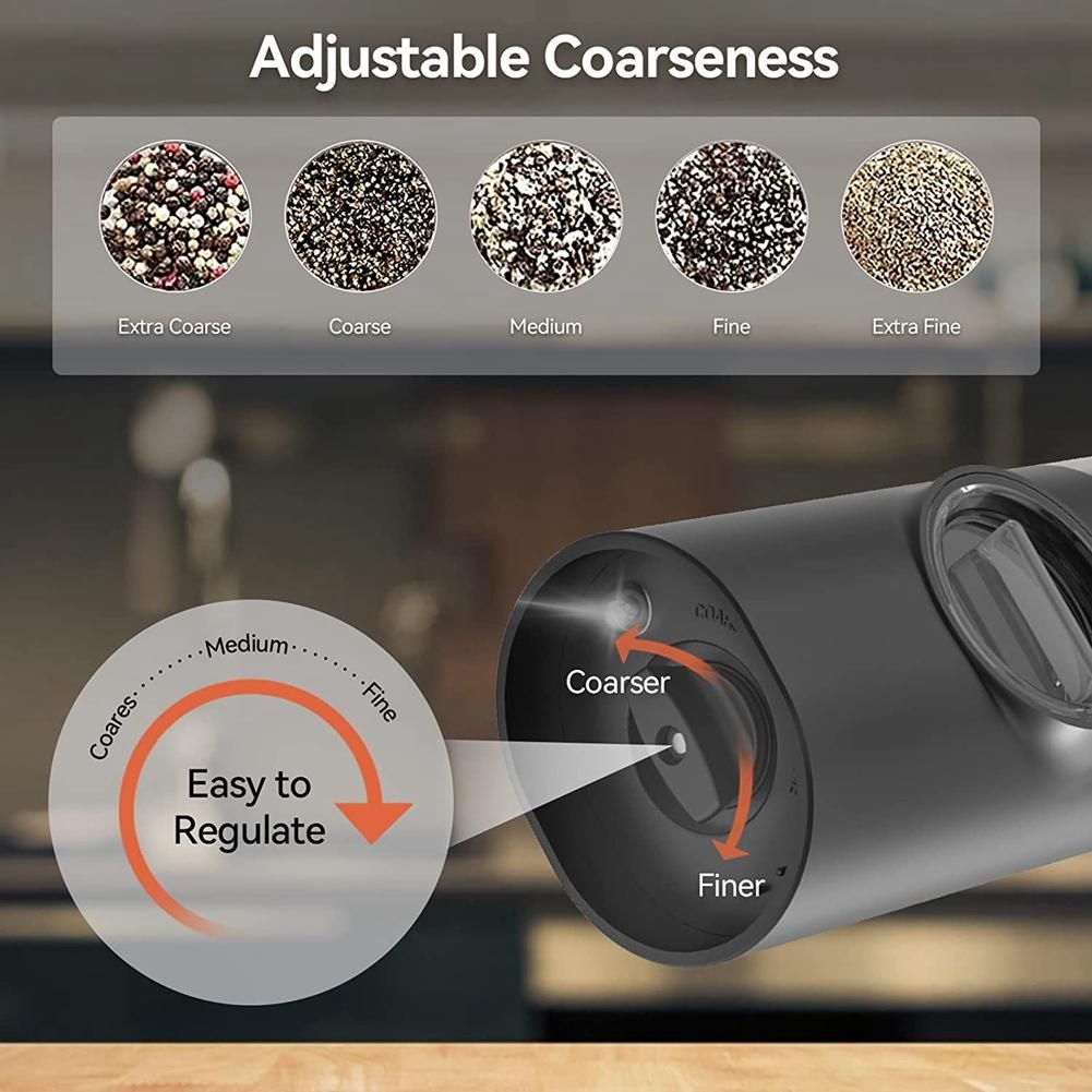Rechargeable Electric Salt and Pepper Grinder Set USB Charging Stainless Steel Automatic Salt Spice Grinder Pepper