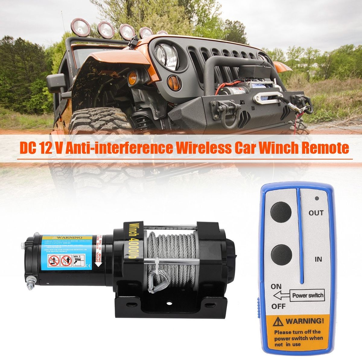 4000lbs Electric Recovery Winch Kit ATV Trailer Truck Car