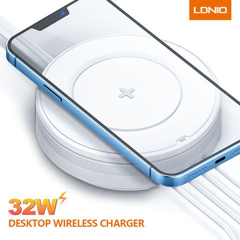 AW003 - 32W - Desktop Fast Wireless Charging Station With 4 USB