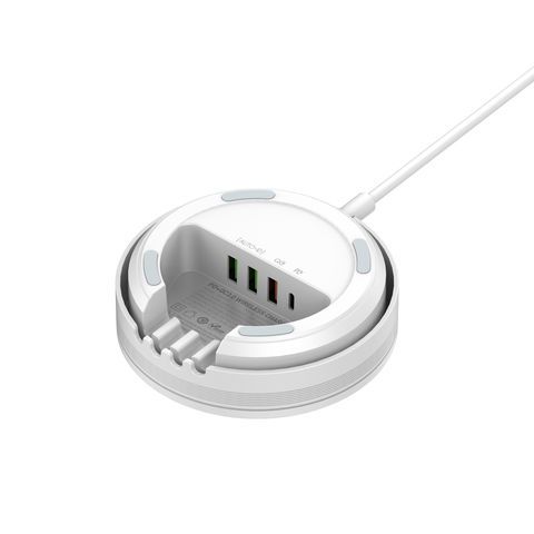 AW003 - 32W - Desktop Fast Wireless Charging Station With 4 USB