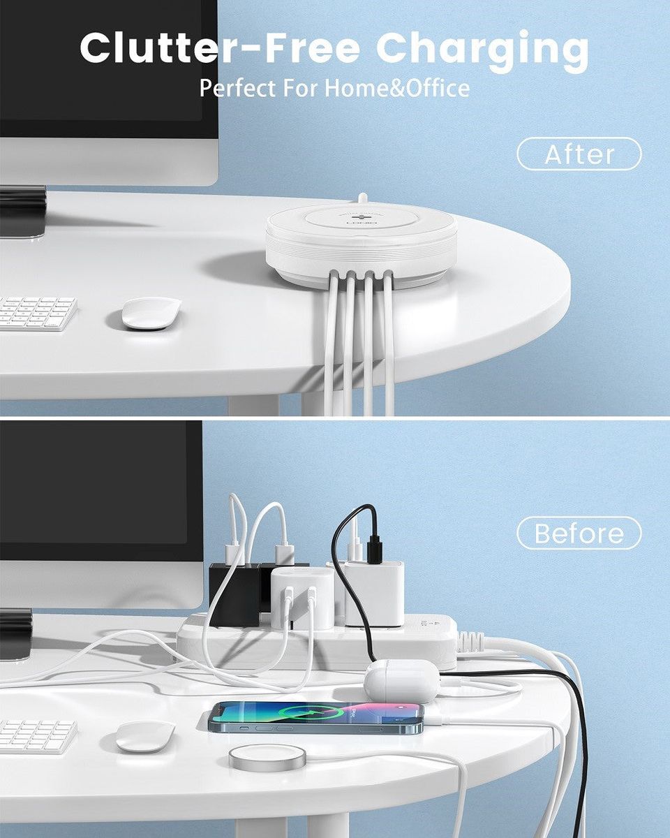 AW003 - 32W - Desktop Fast Wireless Charging Station With 4 USB