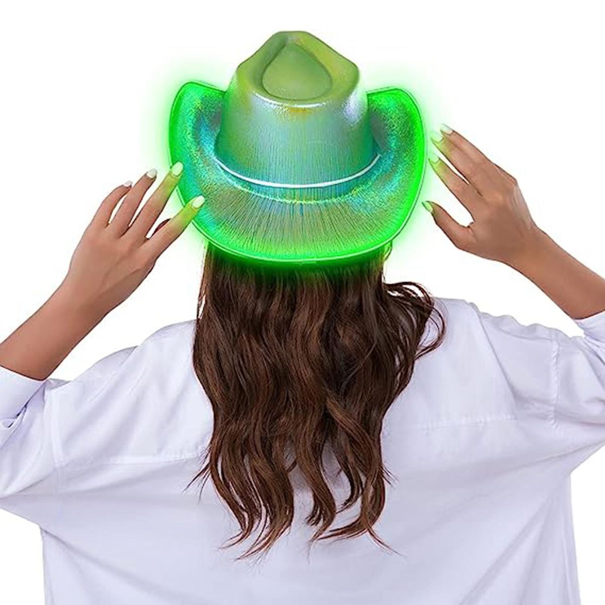 Cowboy Hat Halloween Colorful LED Cowgirl Hat Green
