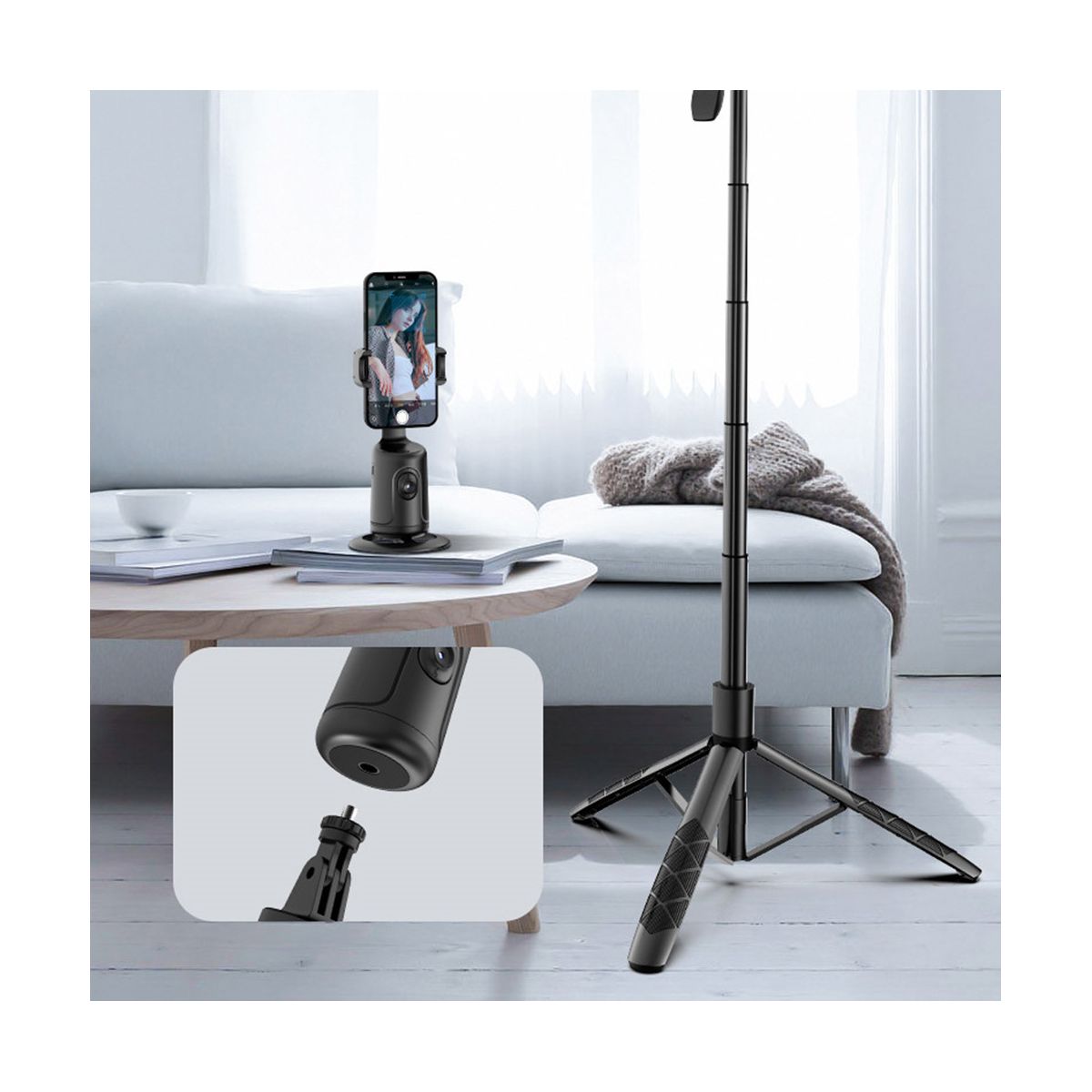 Phone Auto Face Tracking Gimbal Stabilizer 360° Rotation for Live -B