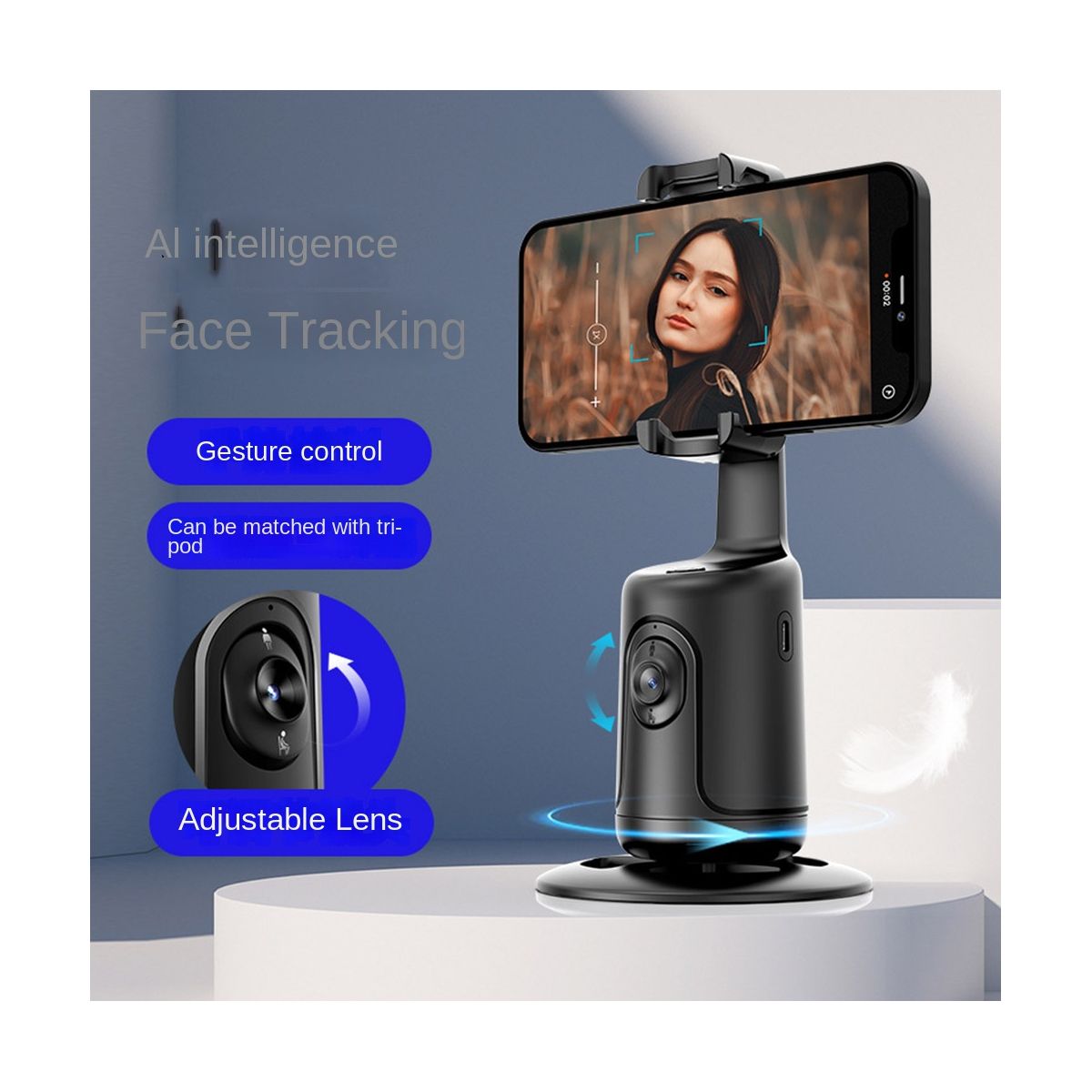 Phone Auto Face Tracking Gimbal Stabilizer 360° Rotation for Live -B