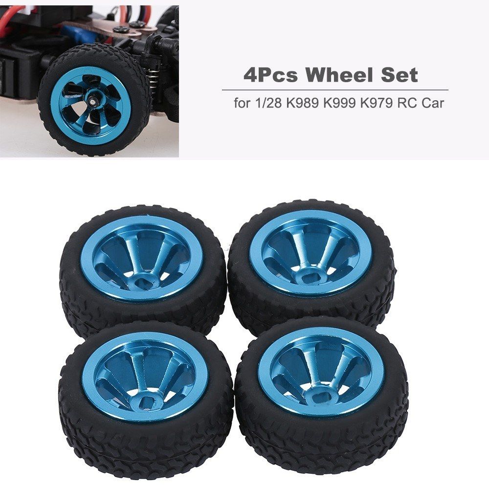 For WLtoys K979 K989 K999 4Pcs Tires Metal Wheel Hub 1/28 RC