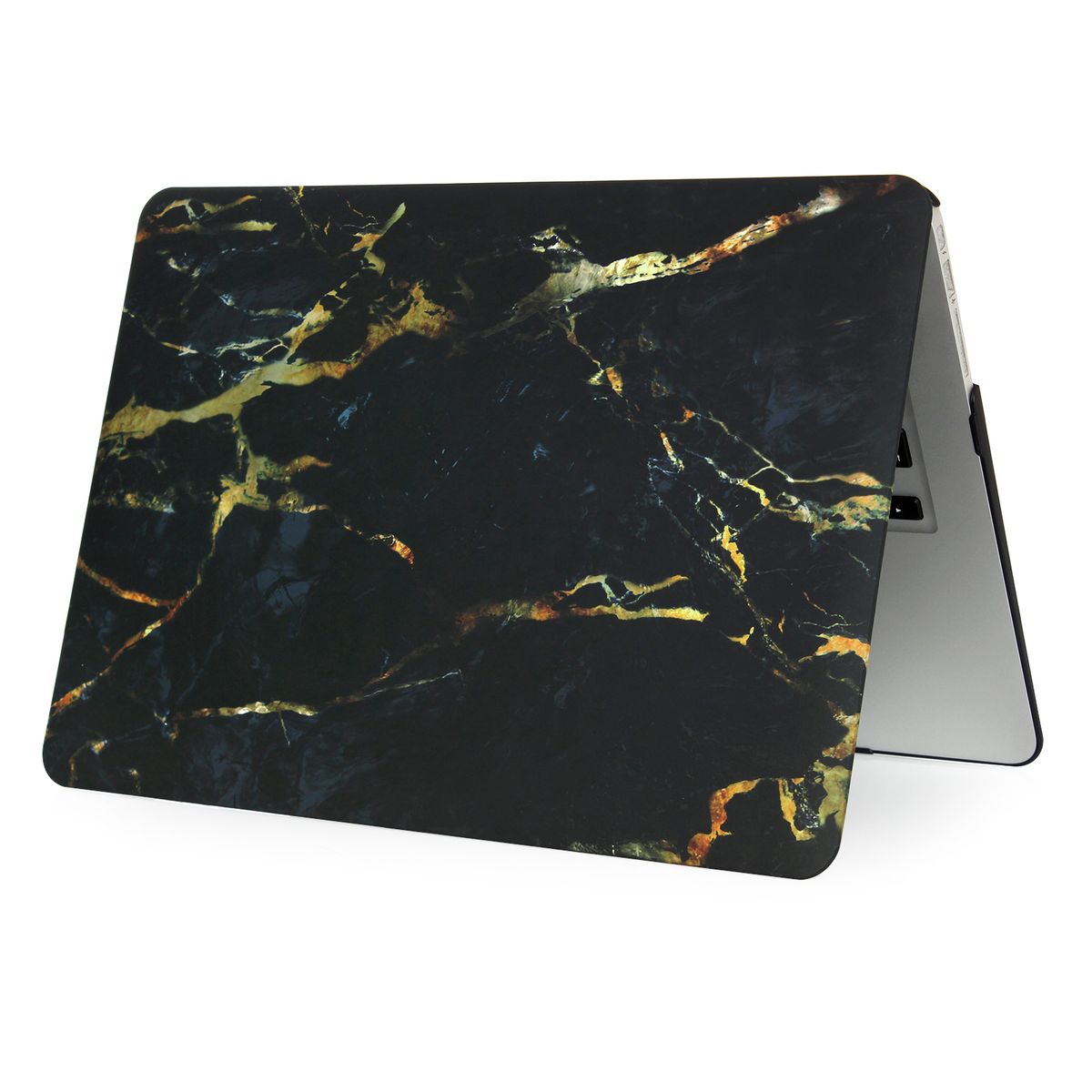 13" Air Case, Marble Hard Rubberized Cover For Macbook Air 13.3 Inch, Black/Gold