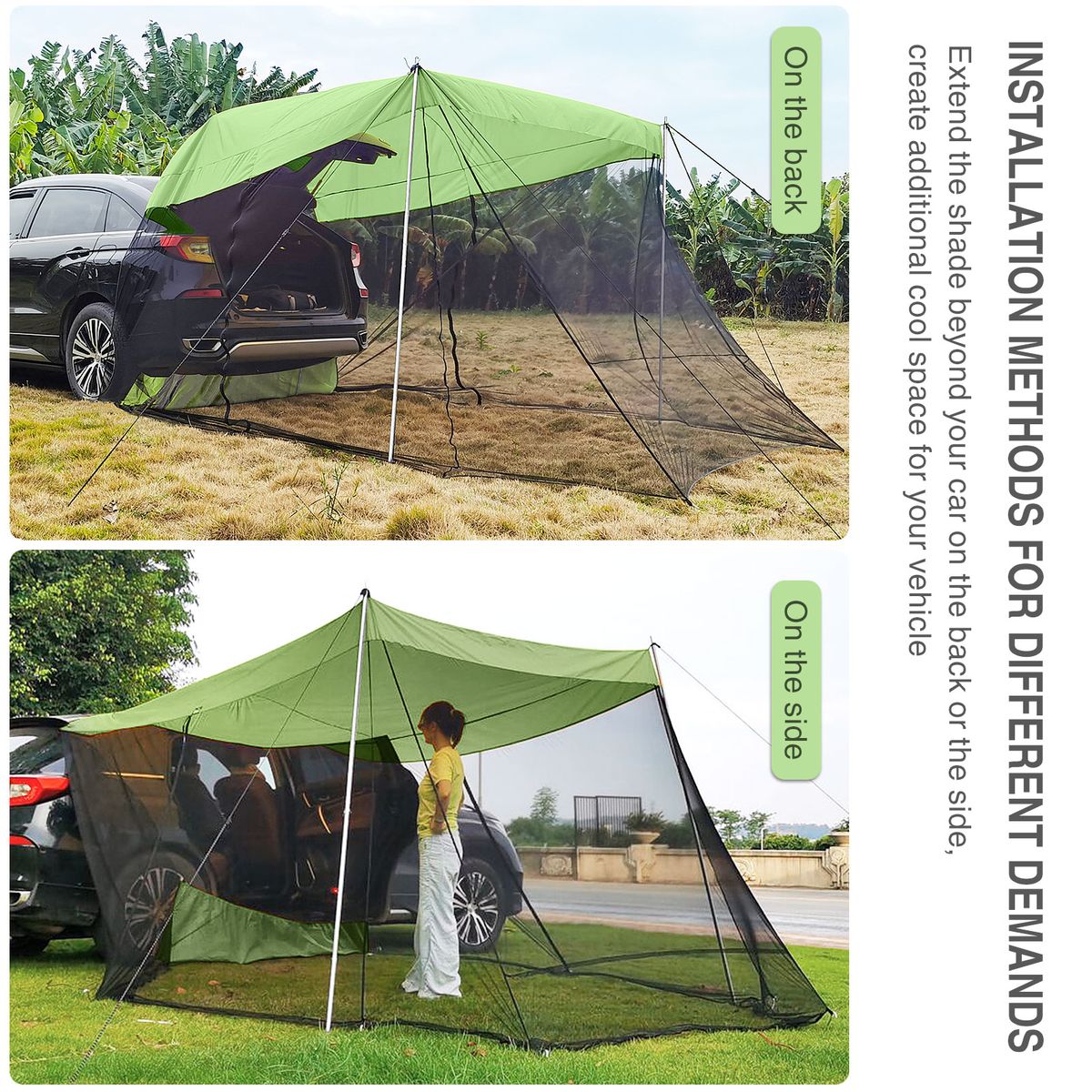 Car Rear Extension Sunshade Tent Vehicle Trunk Side Awning