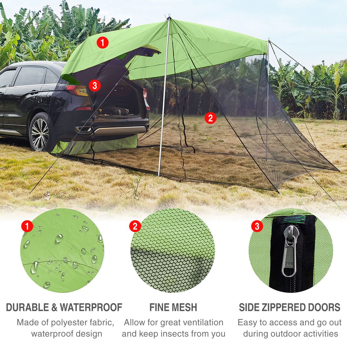 Car Rear Extension Sunshade Tent Vehicle Trunk Side Awning