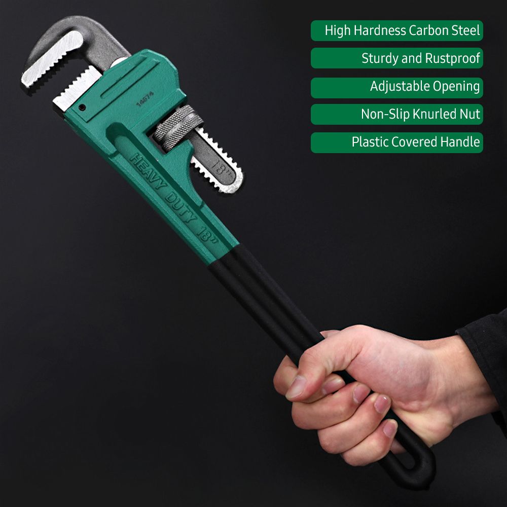 8 Inch Heavy Duty Pipe Wrench Carbon Steel Adjustable