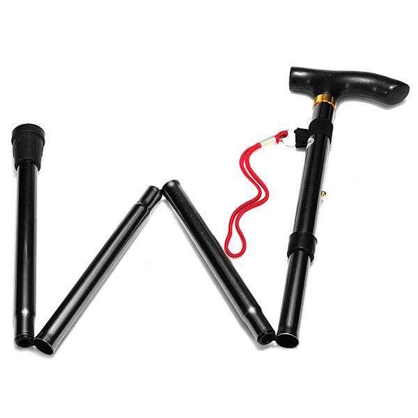 Folding Walking Trekking Hiking Stick Travel Crutch Black