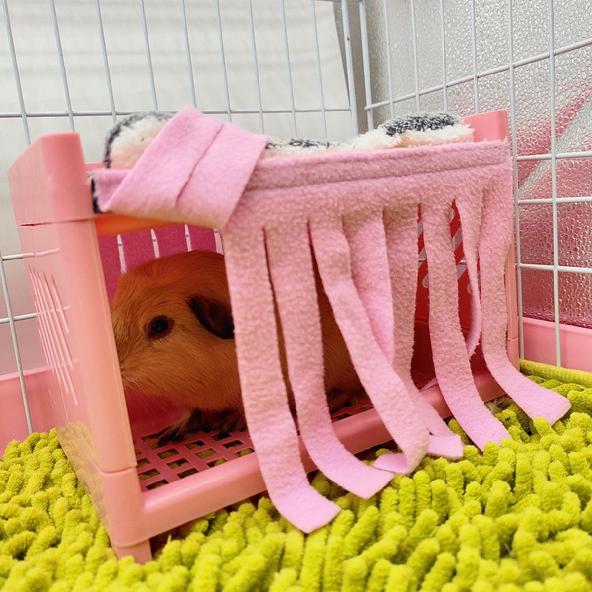 2Pcs Hamster Den Tassel Guinea Pig Hamster Pets Bed Tassel Pink