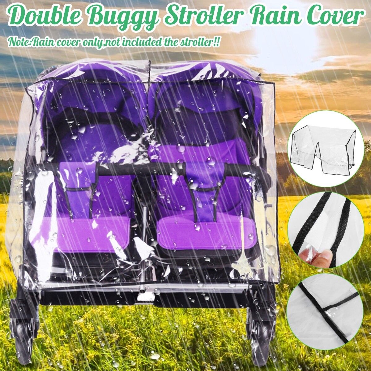 Universal Baby Stroller Rain Cover Kid Clear Double Pushchair Twins Pram Buggys