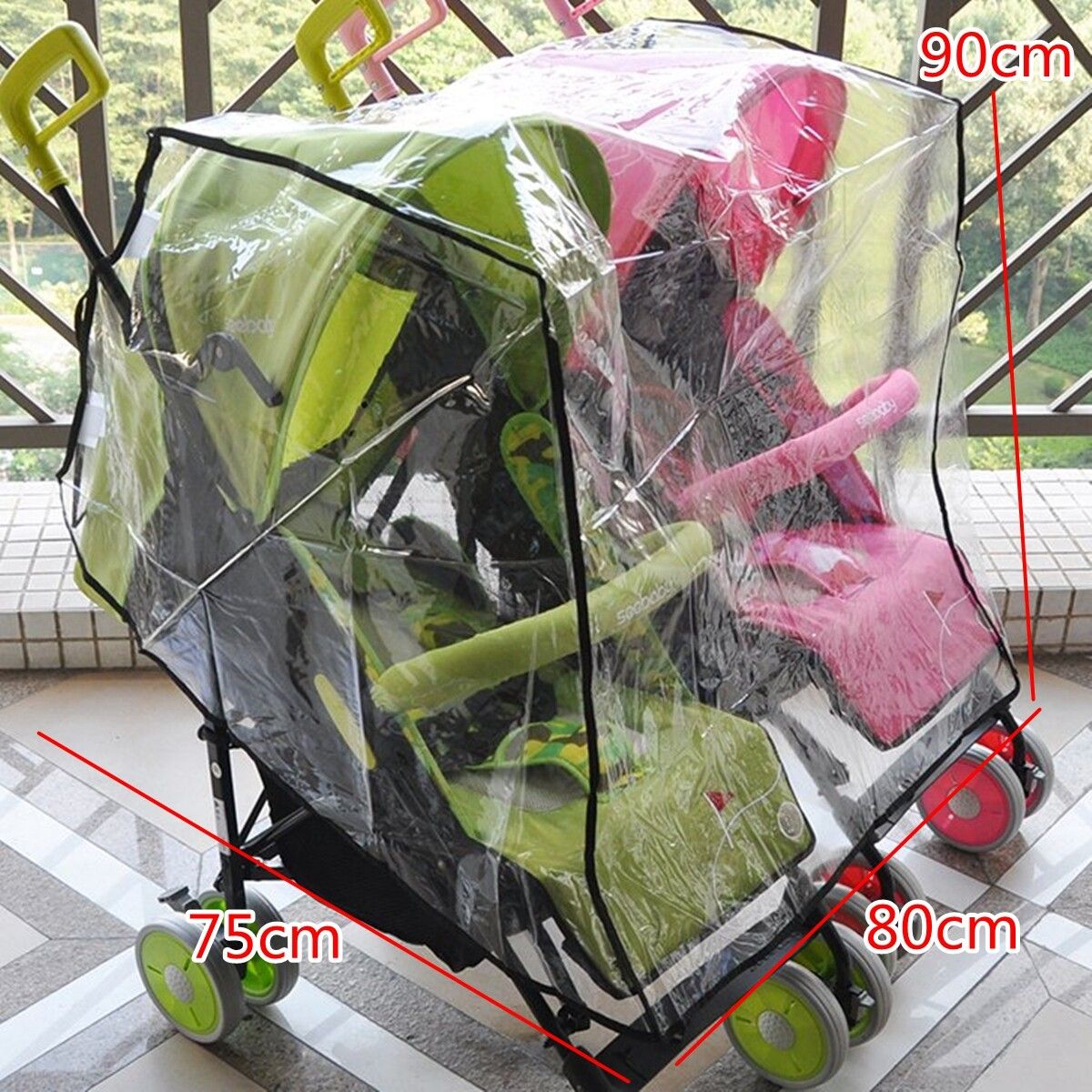 Universal Baby Stroller Rain Cover Kid Clear Double Pushchair Twins Pram Buggys